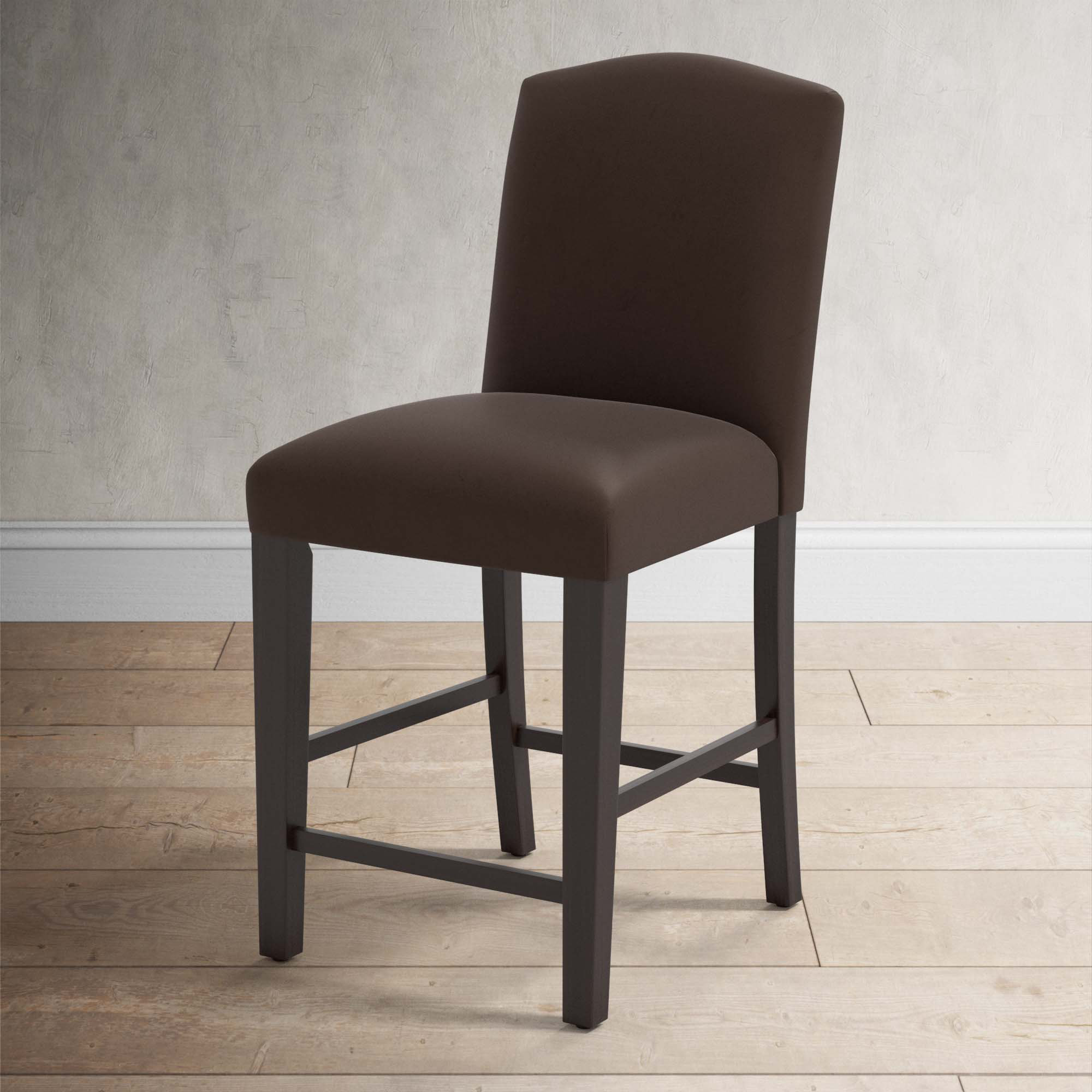 April Upholstered Stool, Espresso, Classic Chocolate Velvet, Counter Stool (24" Seat Height)
