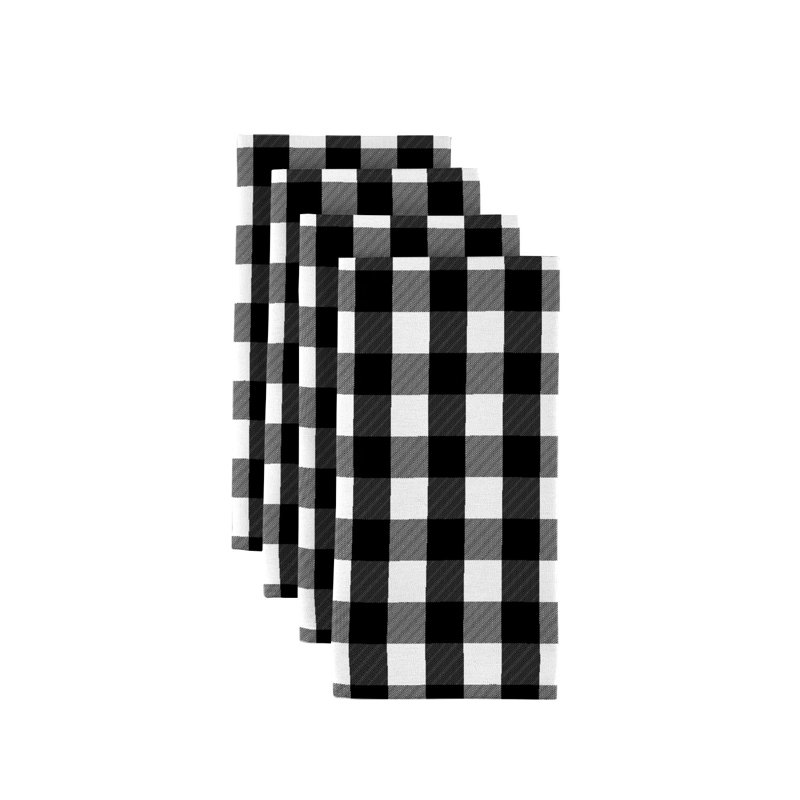 Polyester Plaid Square Napkin, Black