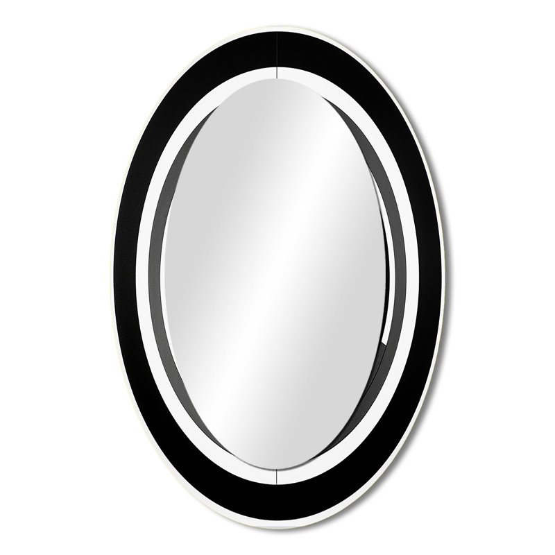 Miroir mural moderne noir et blanc Bauhaus, 36 po x 24 po