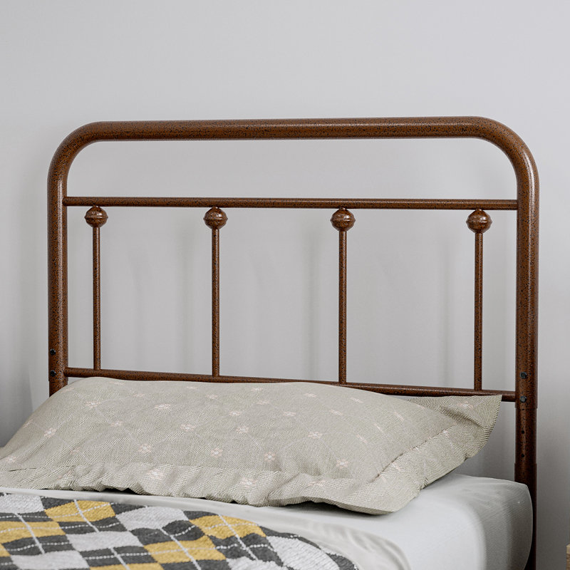 August Grove® Metal Headboard - Adjustable Height - Farmhouse Victorian Style, Twin/Extra-Long Twin, Brown