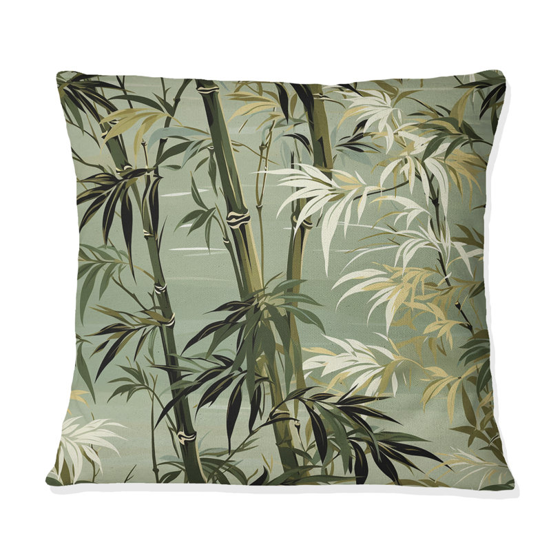 Bamboo Retreat Tropical Motif I - Coussin décoratif imprimé tropical, H 18 po x l 18 po