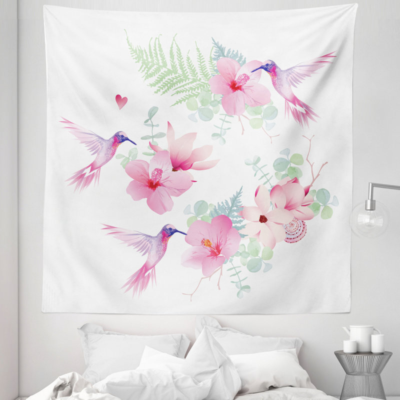 Tropical Summer Flying Avian Animal Tapestry, 223.52cm H x 223.52cm W