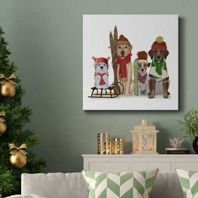 Christmas Des - Sports d'hiver Fans - Toile tendue avec châssis de qualité supérieure - Prêt à être accroché