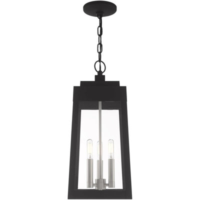 Lanterne suspendue d'extérieur 3 lumières avec abat-jour en verre transparent