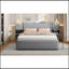 Lit plateforme tapissier avec lampes de lecture, tiroirs, lit gigogne et tablettes-288571058