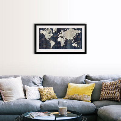 Old World Map Blue - Graphic Art