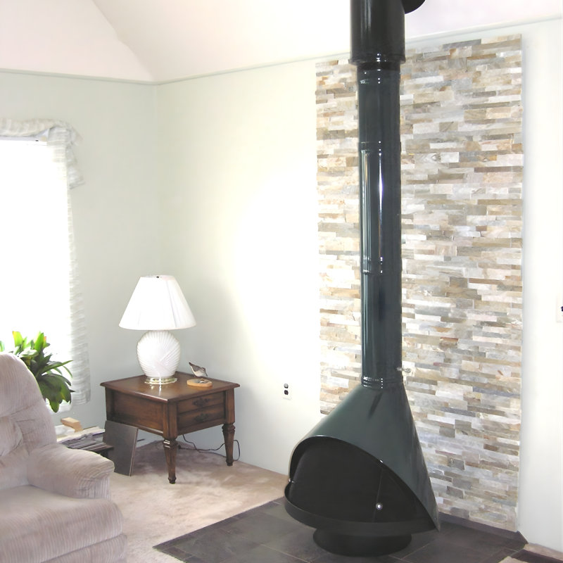 34" Malm Zircon Direct Vent Gas Fireplace MCM Mid Century Modern Cone Fireplace, Matte Black