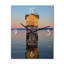 Minimalisme côtier, bâtiment jaune dans l'eau II - horloge murale de plage surdimensionnée-99638167