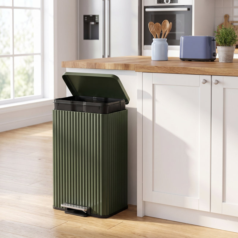 Poubelle de cuisine de 13 gallons avec couvercle, 13 Gallon, Vert