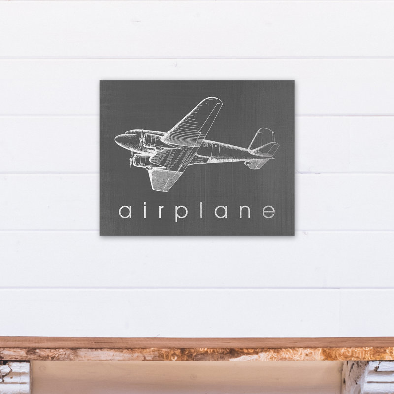Art sur toile croquis avion Flara, Gris, H 16 po x l 20 po x P 1,25 po