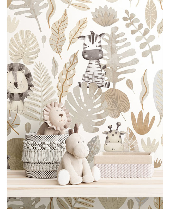 Nerijus Little Explorers 2 Savannah Jungle Wallpaper Roll, Silver