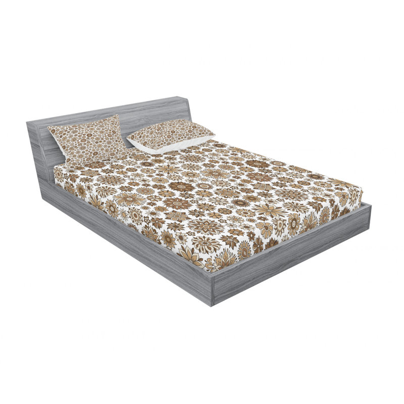 Microfiber Floral Sheet Set, Queen Sheet Set with Fitted Sheet