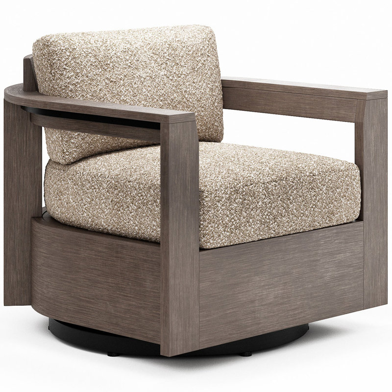 Swivel Lounge Chair, Canvas Navy, Textured Black