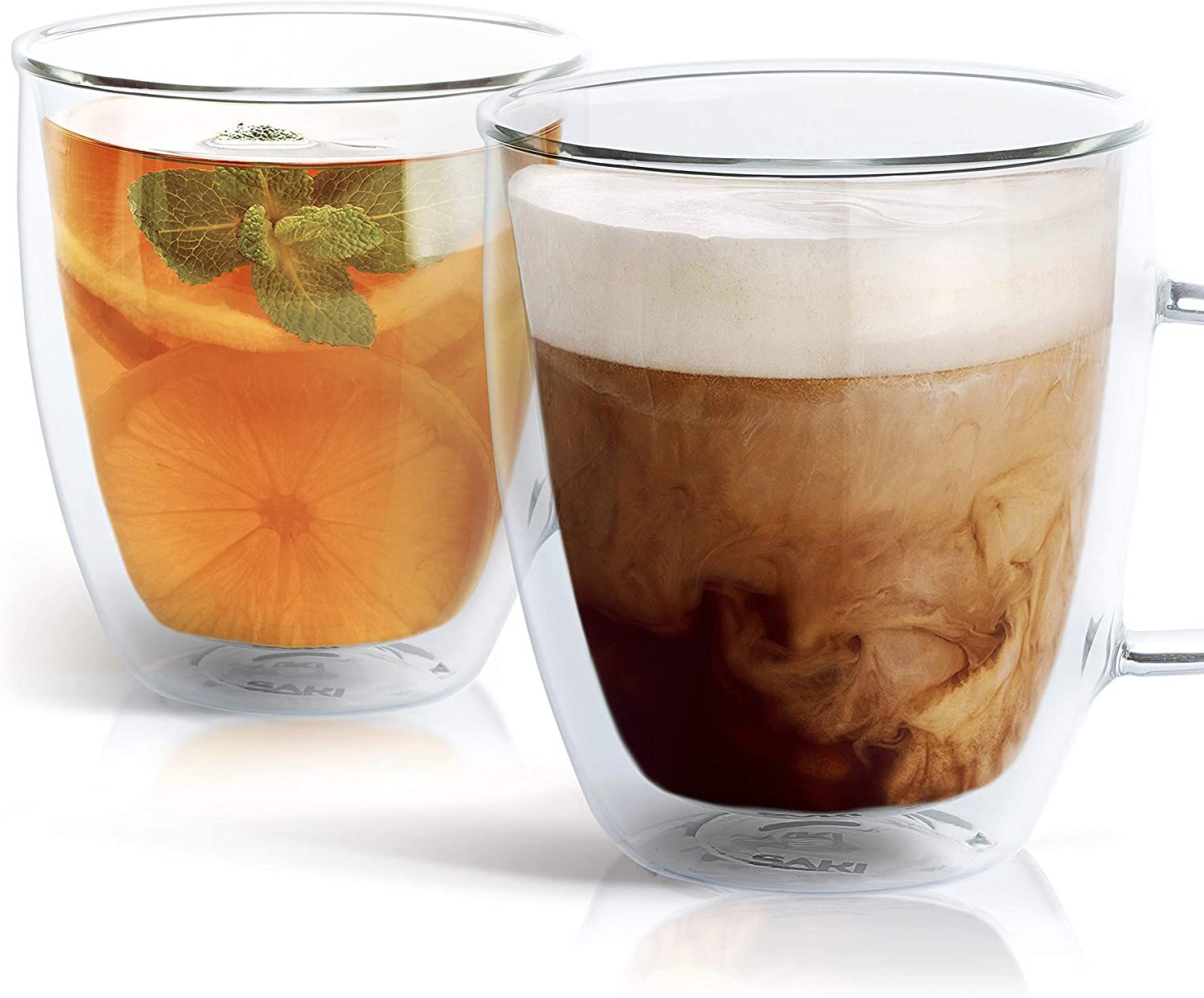 Luigi Bormioli Thermic Borosilicate Double-Wall Insulated Coffee Mugs, Clear, 10.25 oz - 2 pack