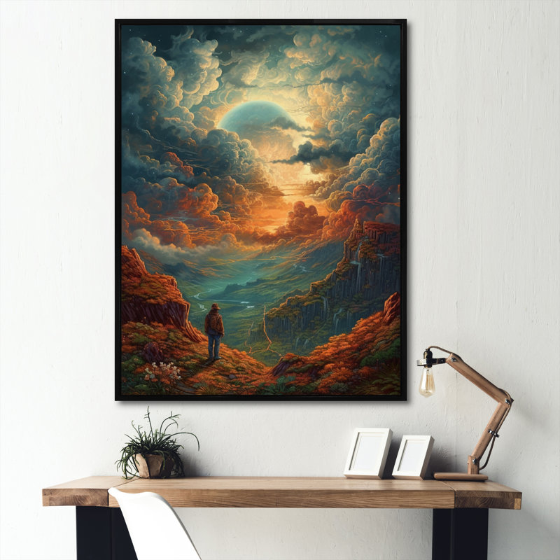Thick Clouds Over The Valley II, reproduction d'art sur toile, H 20 po x l 12 po x P 1 po, Cadre flottant noir