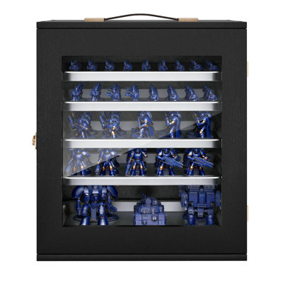 Miniatures Storage Case, Warhammer Fits for 1750-2000 Scale Models, Wooden Miniatures Display Holder with 5 Tray & 13 Slots, Miniature Transport Case for Collectibles (Minis Not Included)