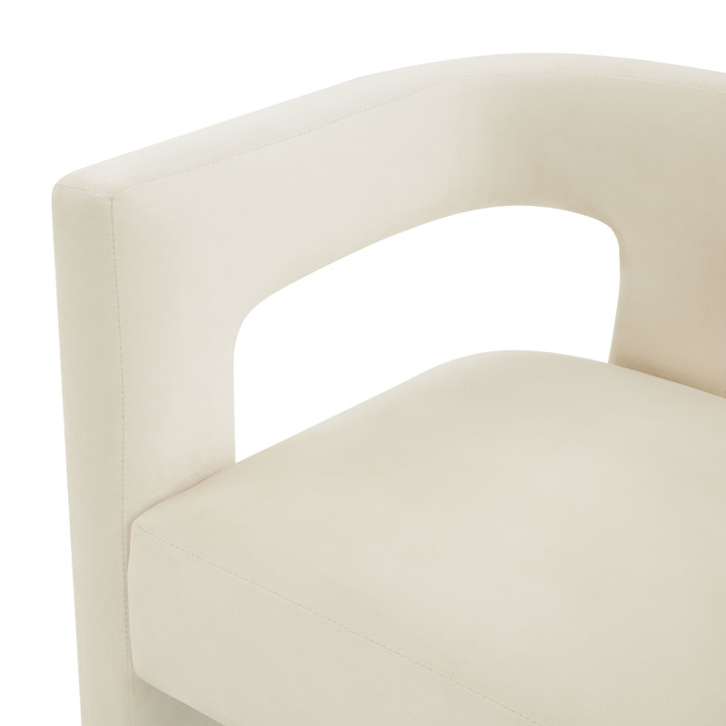 Yaleni Velvet Barrel Chair, White Velvet
