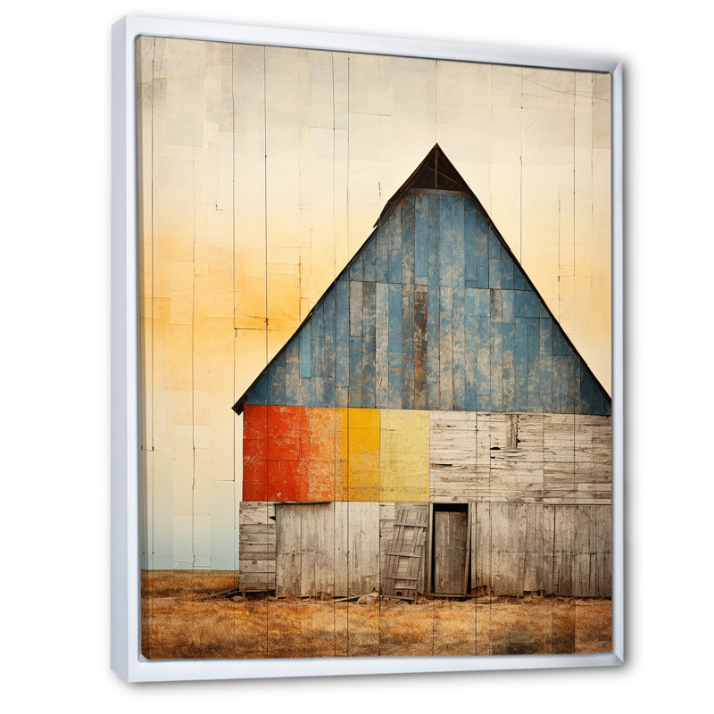 «Minimalisme Barn Mute Tone», reproduction d'art sur toile_106683, Cadre naturel flottant, H 32 po x l 24 po x P 1 po