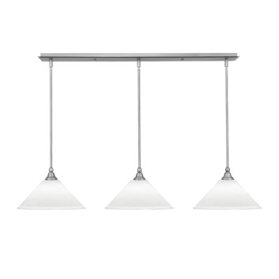 Luminaire suspendu linéaire à 3 lumières avec verre bullé