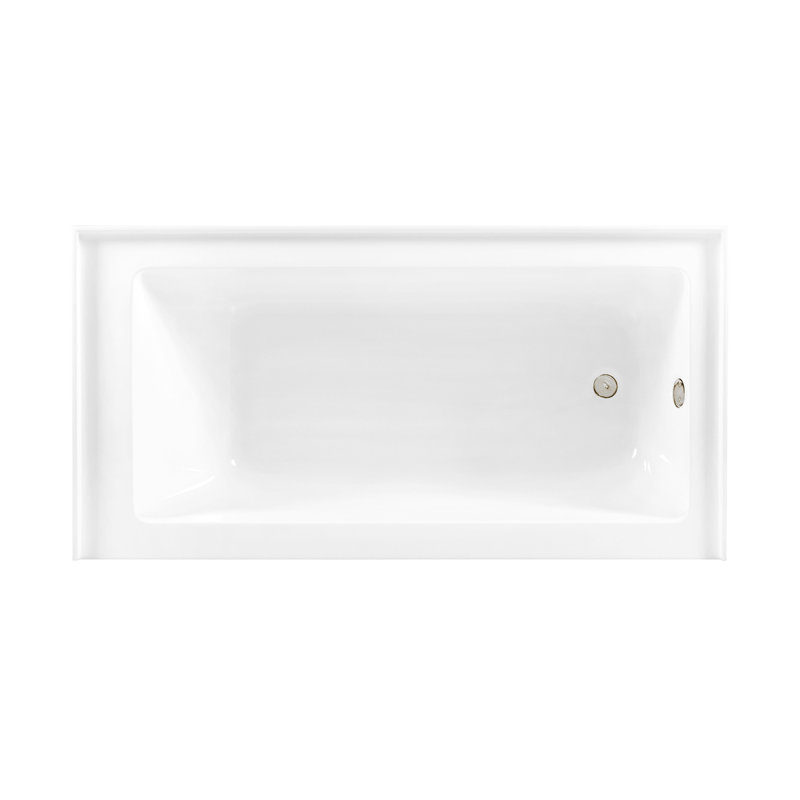 Kingston Brass Aqua Eden 60-Inch Acrylic Rectangular 3-Wall Alcove Tub, Hand Drain, Right, Polished Nickel