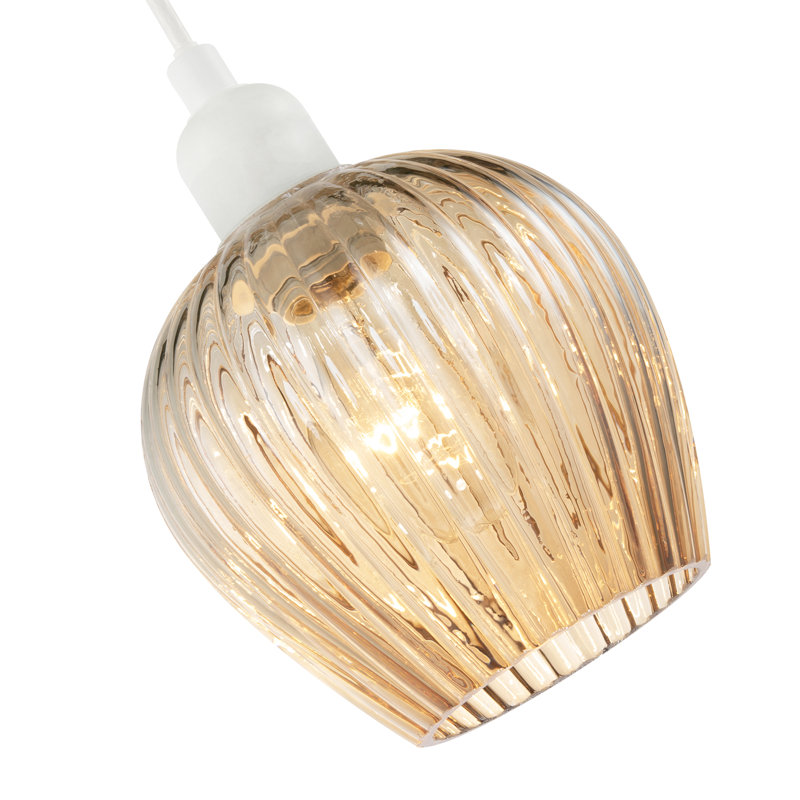 Modern Easy Fit Pendant Lighting Shade With Ridged Fluted Lines By, Gold