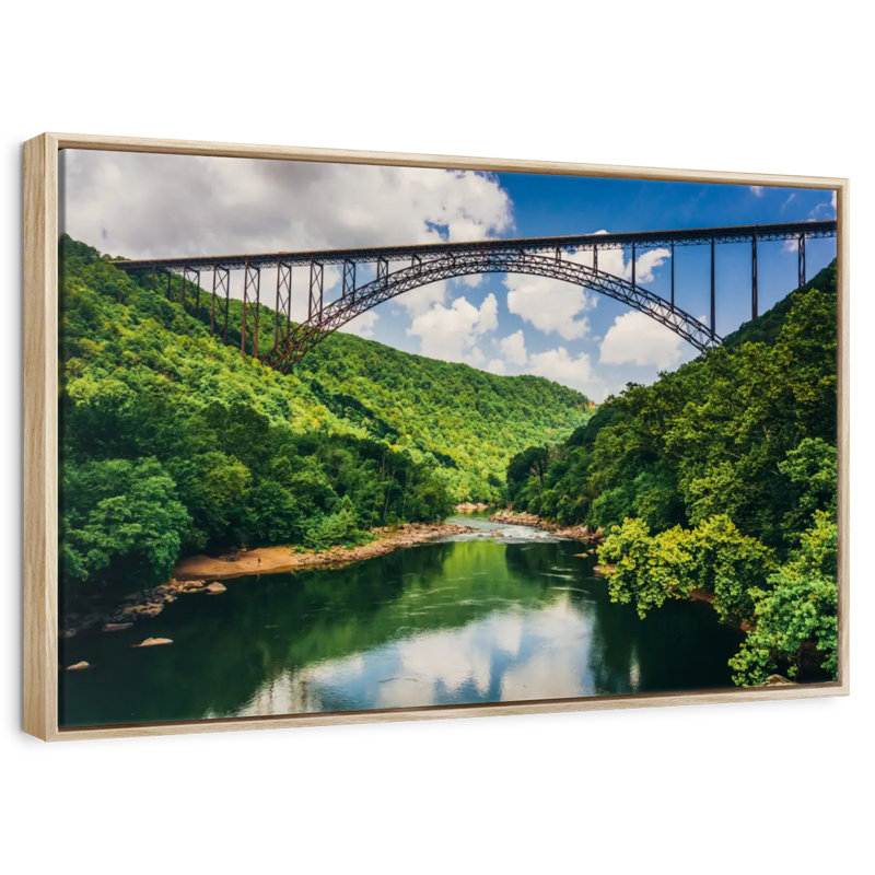 Pont New River Gorge, Cadre flottant en bois naturel, 43 po x 29 po