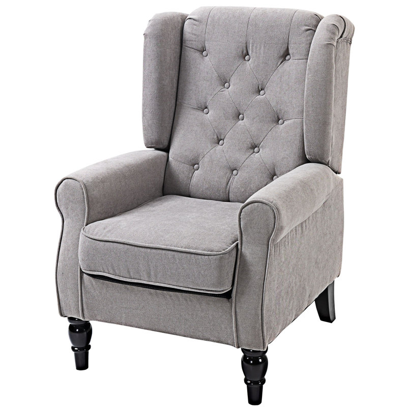 Fauteuil d'appoint capitonné à boutons, Tissu gris