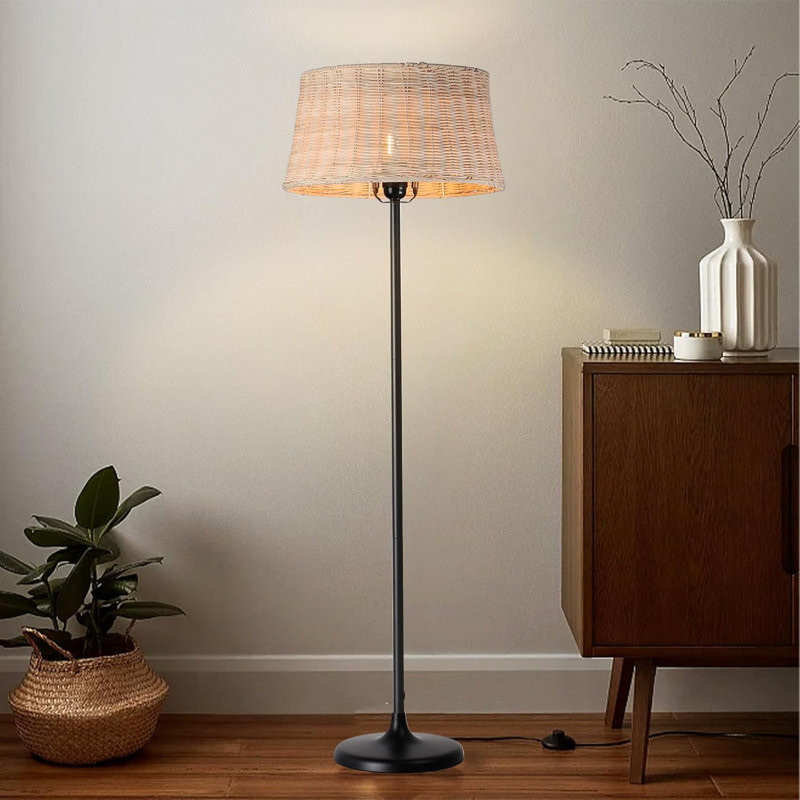 Modern 58" Bamboo Lampshade Standard Floor Lamp With Foot Switch