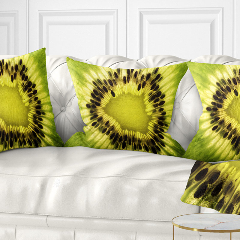 Motif de graines de kiwi vertes et motif intérieur - autres, 16 po x 1 po, Coussin décoratif
