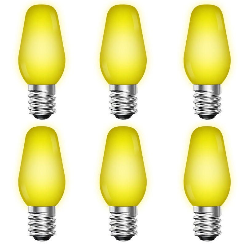 0.5 Watt, C7 LED, Non-Dimmable Light Bulb, Base, Yellow