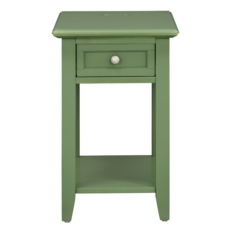 End Table with Power Outlet, Meadow Green