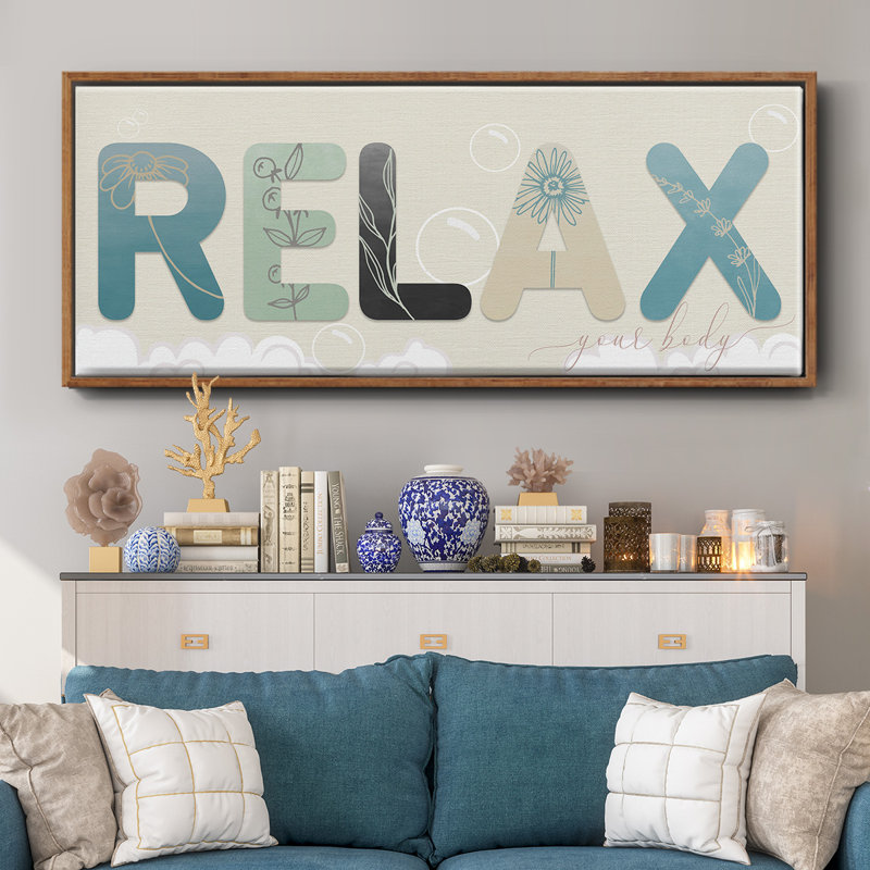 Relax Your Body- Framed Canvas, 12" H x 30" W