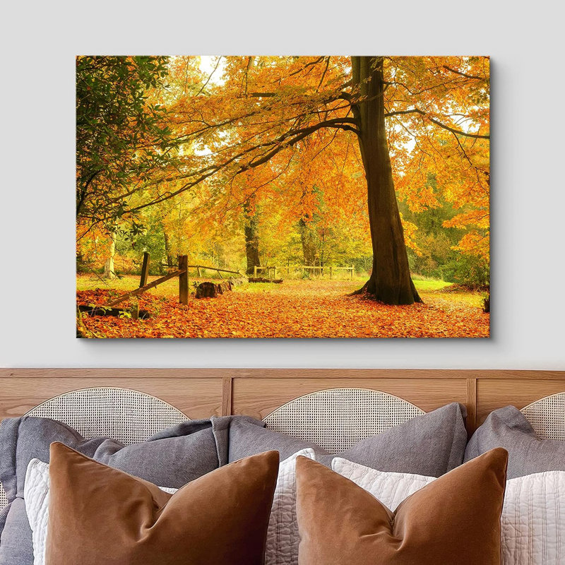 Nature, paysage, jaune et orange, automne et automne, forêt, nature sur toile, H 12 po x l 18 po x P 1,5 po