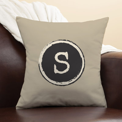 Trendy Initial Throw Pillow With Custom Letter Printed | Square Removable Cover | Modern Decorative Accent | 14" X 14"