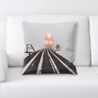 Train Microsuede Reversible Throw Pillow