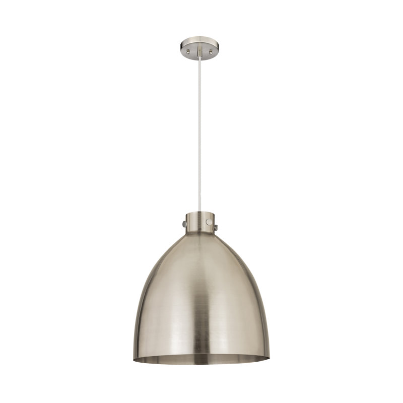 Luminaire suspendu en métal 1 lumière, H 19,63 po x l 18 po x P 18 po, Nickel satiné, Nickel satiné