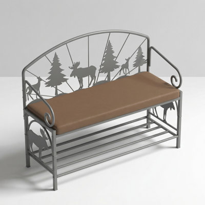 Upholstered Entryway Bench with Shoe Storage Shelf - Rustic Industrial Style Multipurpose Seating for Small Spaces
