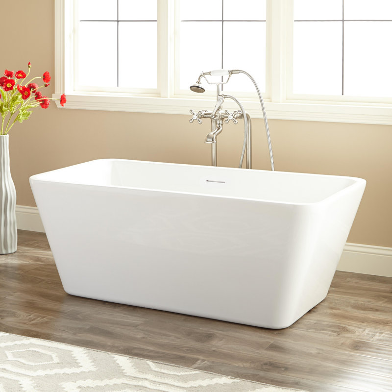 Baxter 53" Acrylic Soaking Freestanding Tub with Integrated Drain and Overflow and Foam Insulation