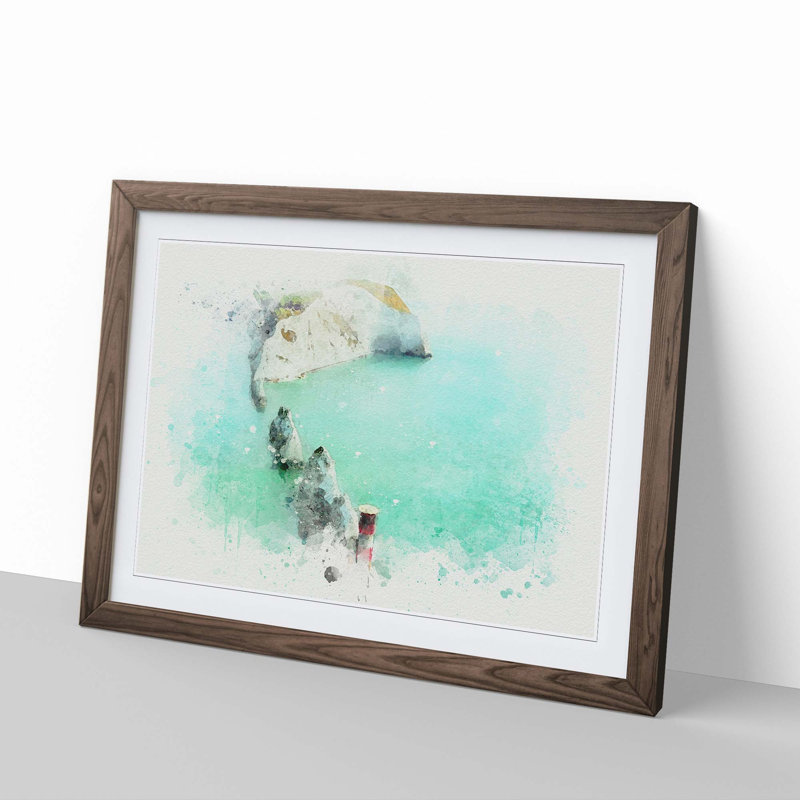 The Needles Isle of Wight in Abstract - Picture Frame Graphic Art Print, Walnut Framed, 27cm H x 36cm W x 2cm D