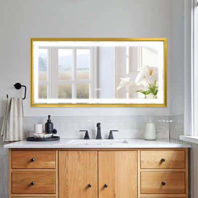 Miroir de salle de bain avec cadre en aluminium et éclairage à DEL