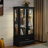 Lighted Glass Curio Cabinet With Adjustable Shelves - Elegant 2-Door Display Cabinet & Built-In Drawer, Includes Bulb-474987366