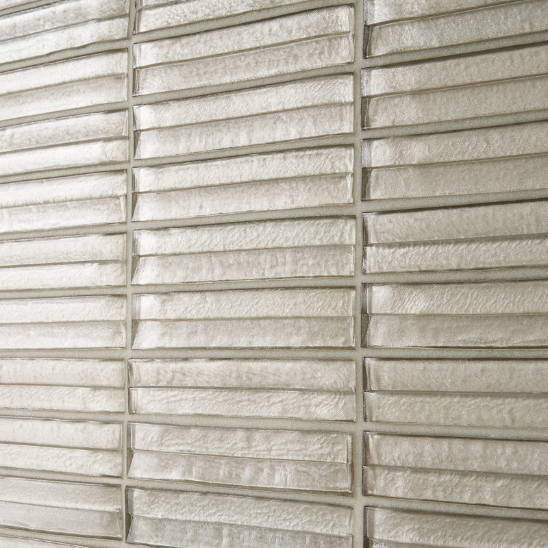 Tara Stacked 11.61" x 11.73" Molten Glass Mosaic Wall Tile (0.95 Sq. Ft. / Sheet), Ivory