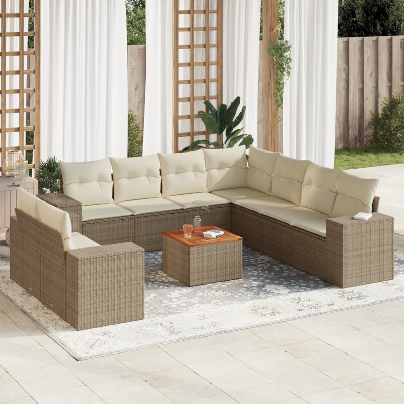  Garden Sofa Set Beige, Cream White