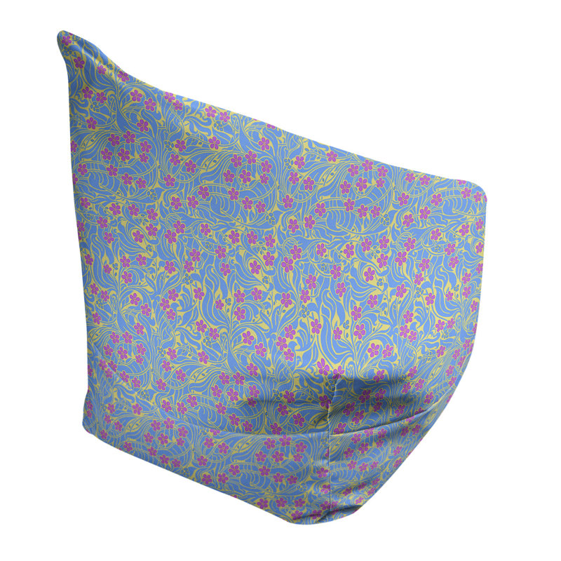Sac de pois Leffel, H 27 po x l 30 po x P 25 po, Housse de pouf, Bleu / Mauve / Jaune