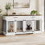 Meuble en bois pour cage de chien avec séparateur renforcé, 2 tiroirs et 2 bols pour chien.-727220910