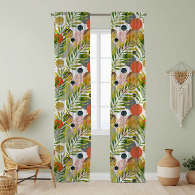 Semi Sheer Floral Print Curtain Single Panel