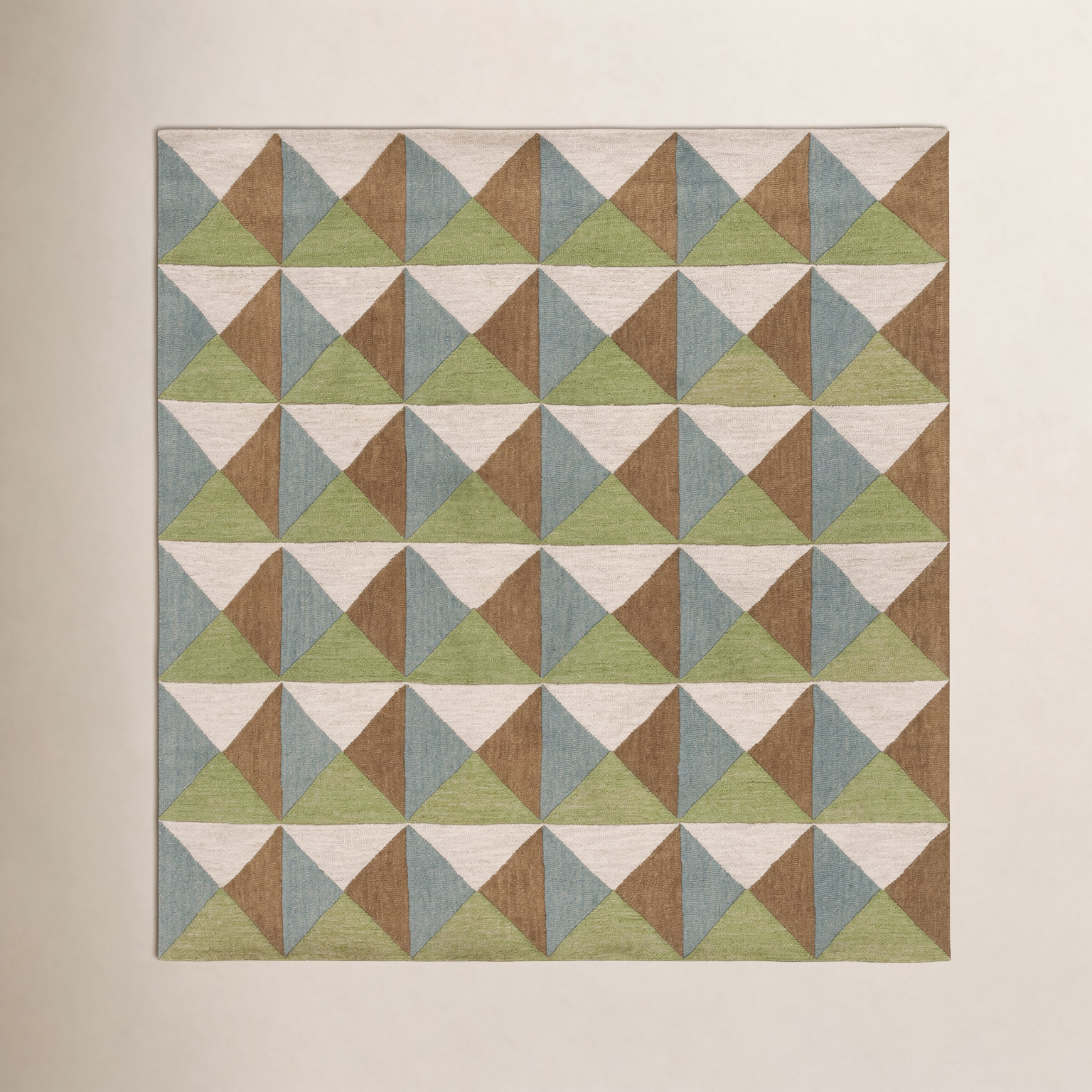 Glenwood Beige Green Hand-Tufted Wool Rug, Square 6'