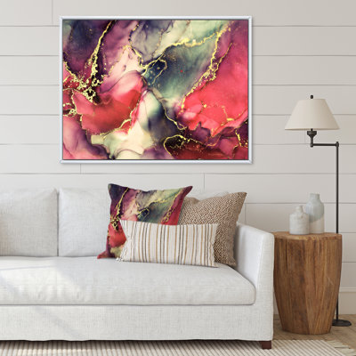 «Red Luxury Abstract Fluid Art II», reproduction sur toile
