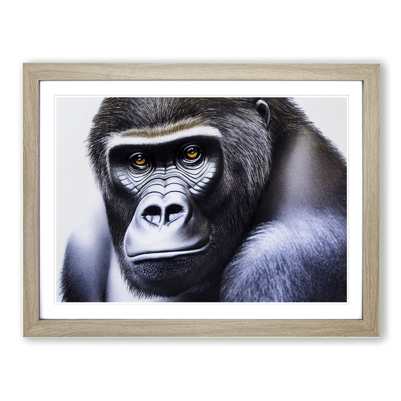 A Mysterious Gorilla - Framed Print, Brown, 25cm H x 34cm W x 2cm D