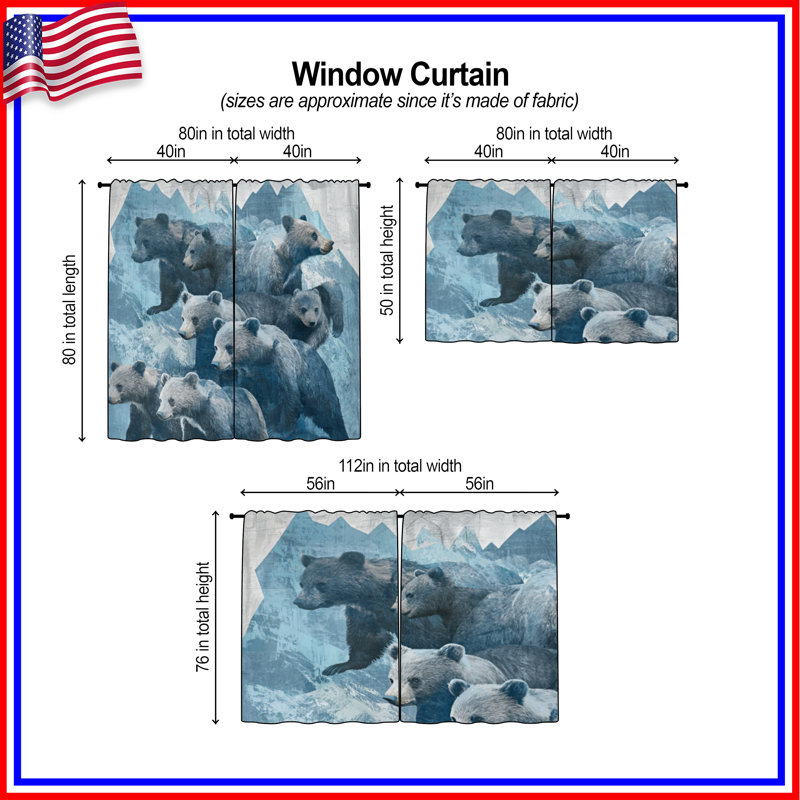 Bears In Mountain Landscape, 40 po x 60 po - 2 panneaux, Obscurcissement de chambre